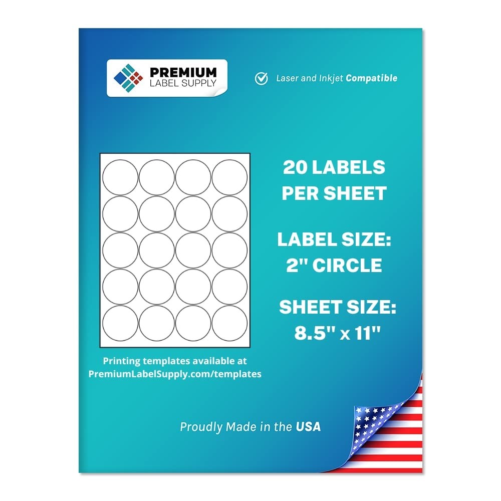 White Sticker Round Labels 2 Circle 2000 Total Laser Inkjet PLS-774MW