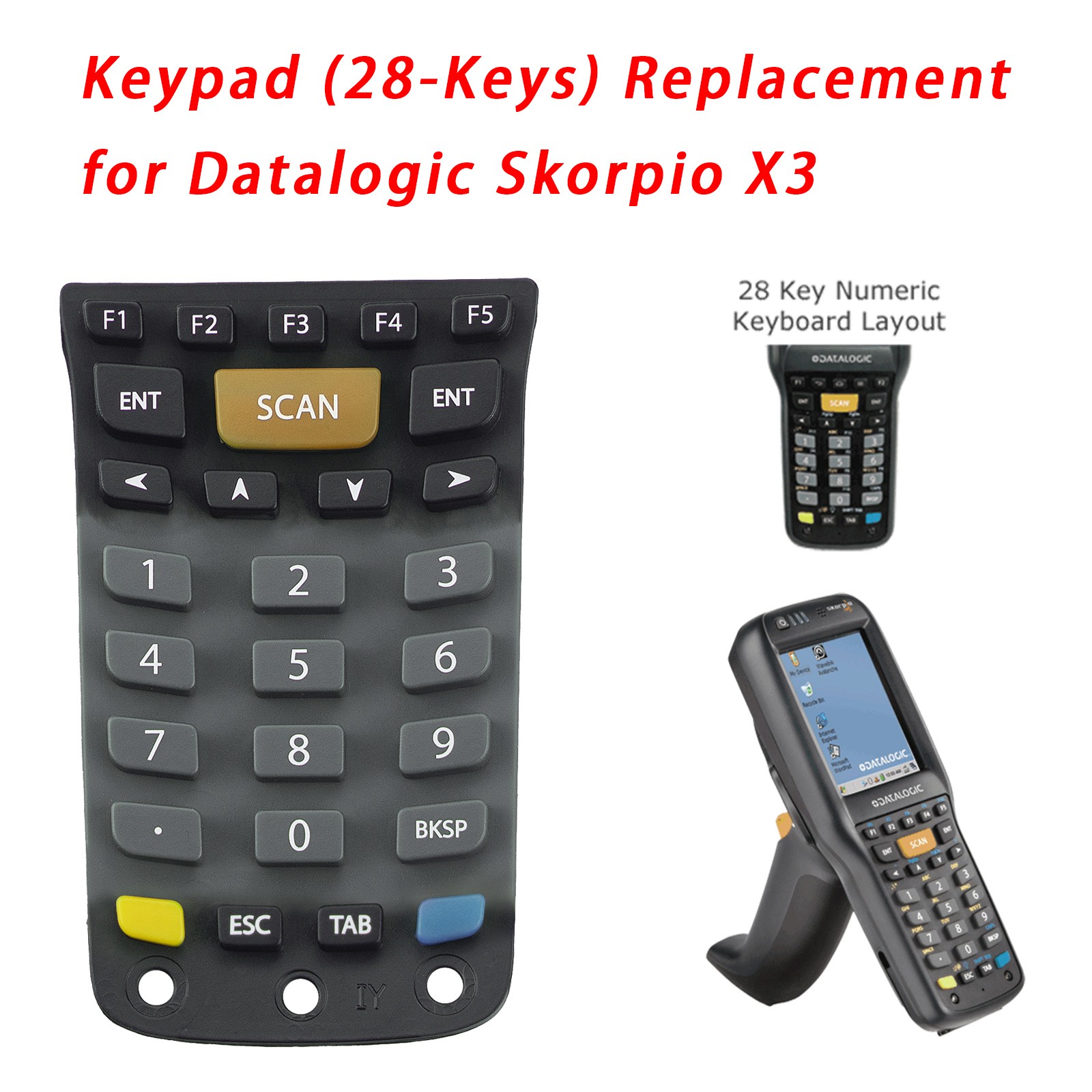 10 Packs 28-Keys Numeric Keypad Replacement for Datalogic Skorpio X3 2D lot