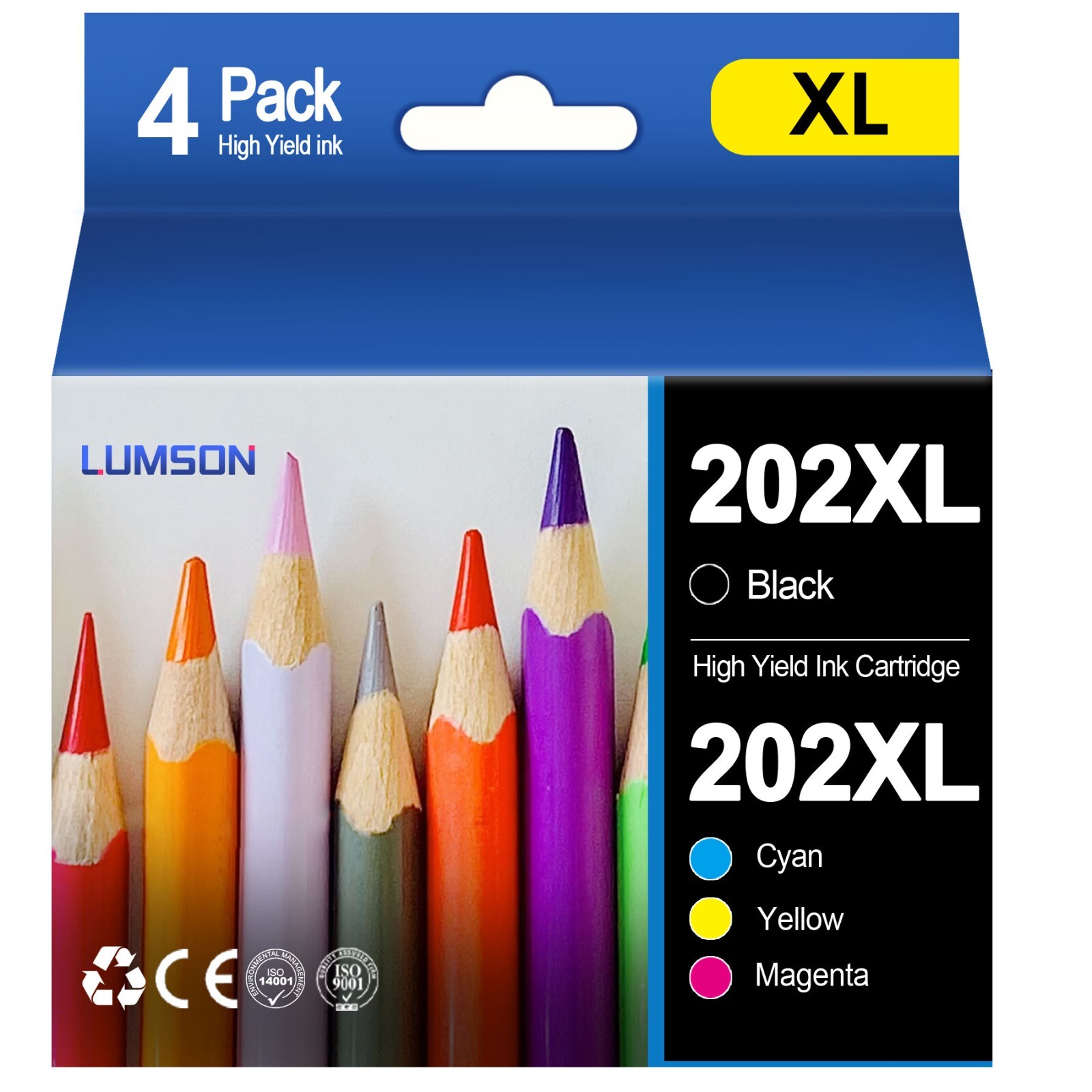 FADSOON® 202XL 4PK Ink Cartridges Replacement for WF-2860 XP-5100 (4PK-BK/C/M/Y)