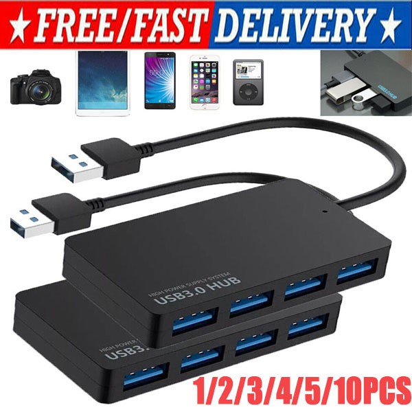 4 Port Hub Splitter For PC Mac MacBook Notebook Laptop Desktop Portable lot