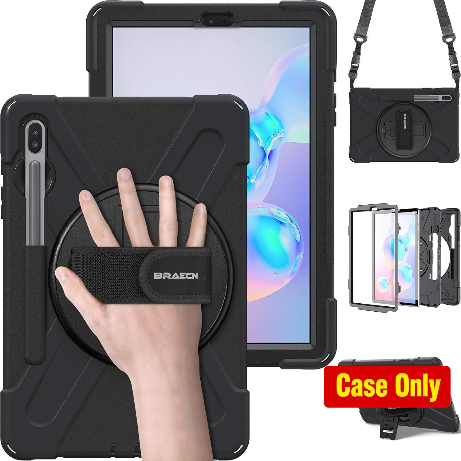 Heavy Duty Shockproof Case for Galaxy Tab S6 10.5 - Includes S Pen Holder & Kick