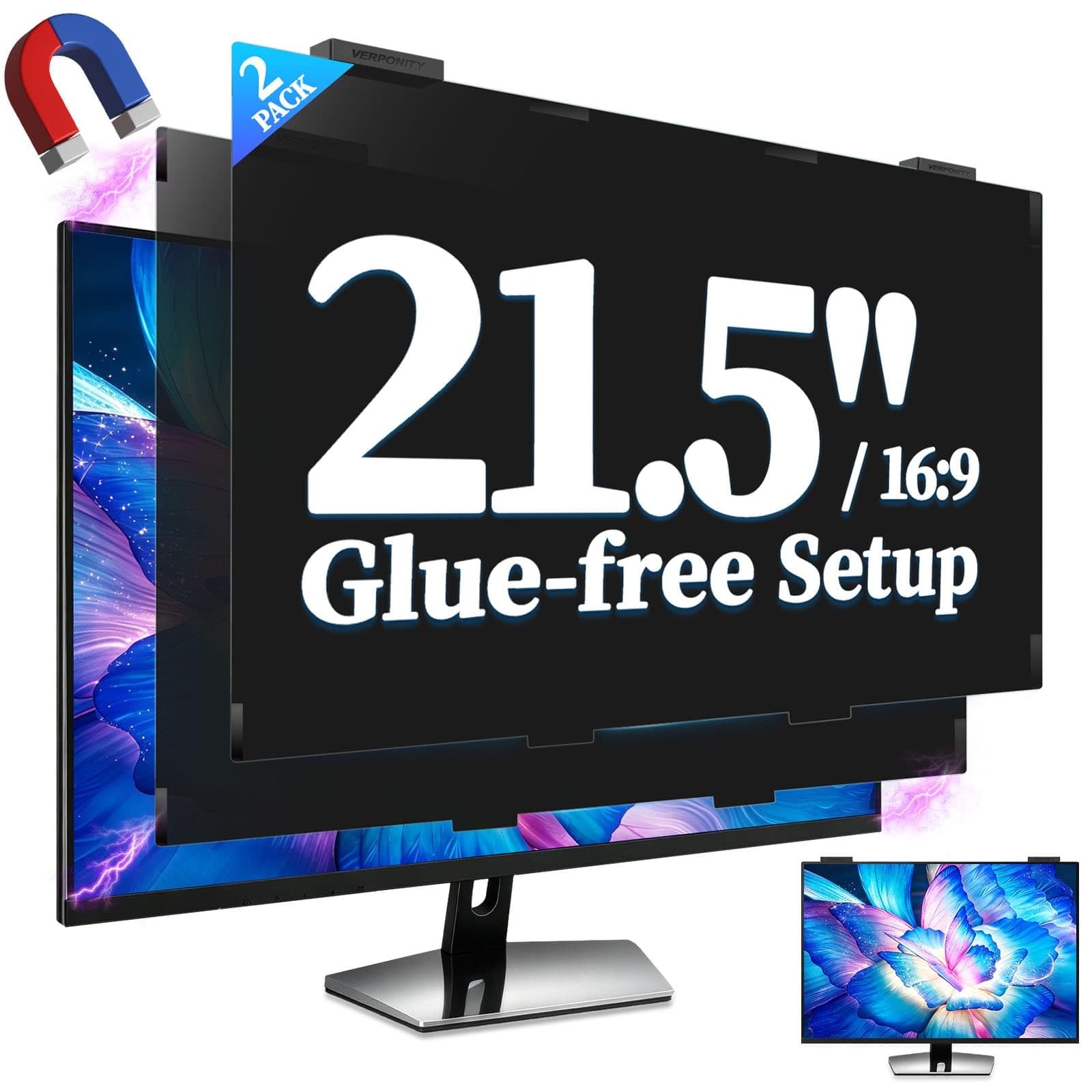 2 Pack 21.5 Inch Magnetic Privacy Screen for Computer Monitor 16:9, Anti Blue...