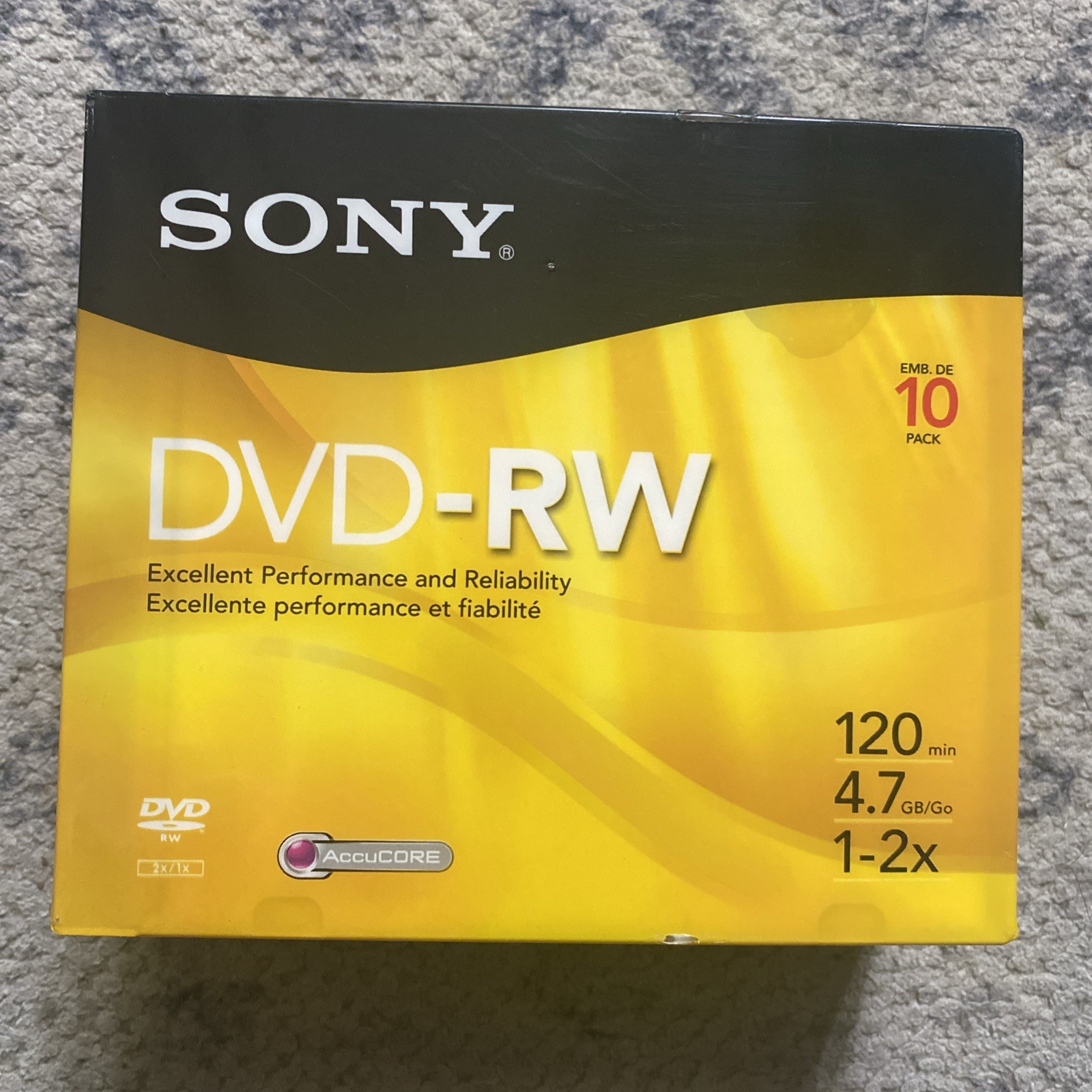 Sony DVD-RW Rewritable 10 Pack 4.7GB 120 minutes Per Disc With Cases Sealed New