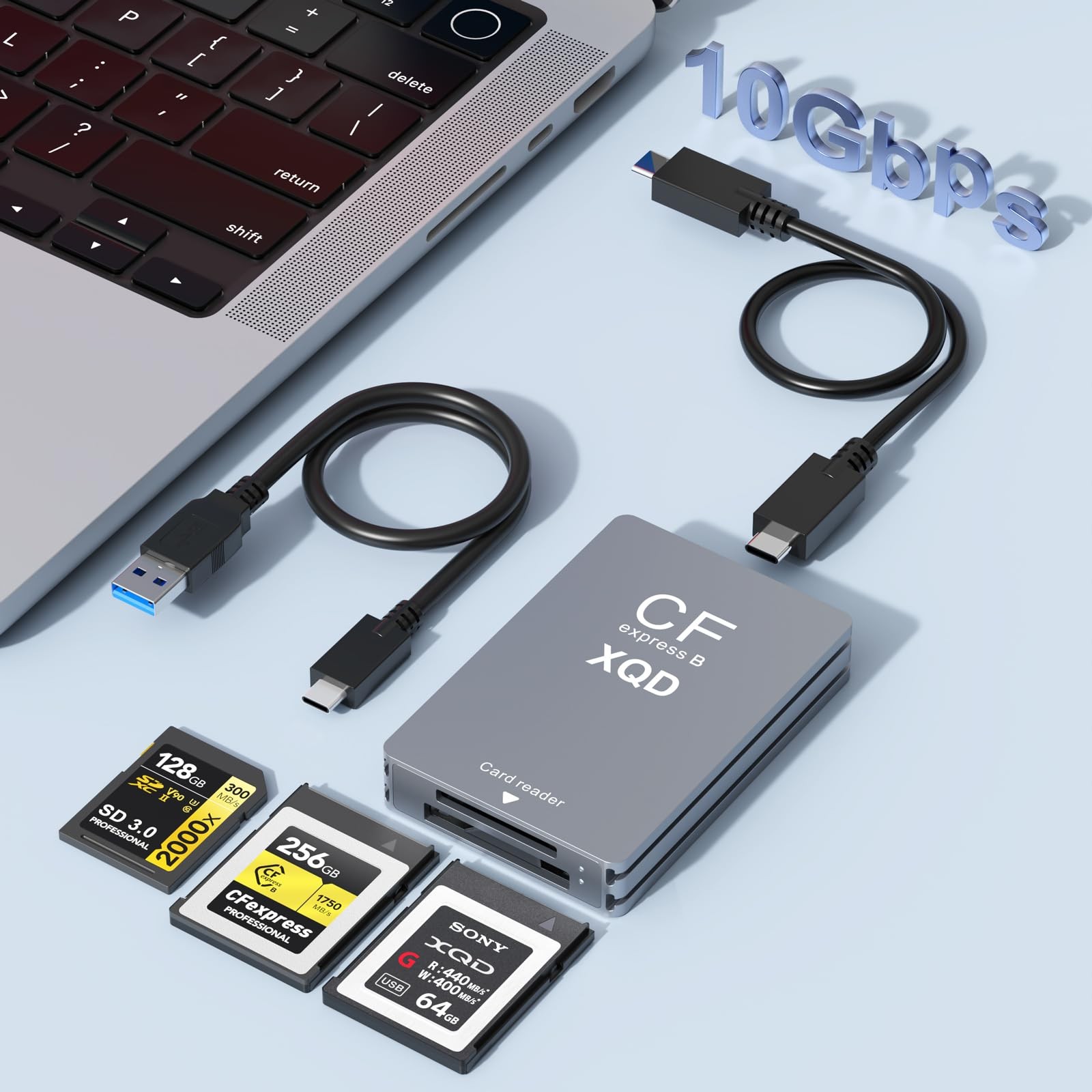10Gbps CFexpress/XQD/SD Cards Reader 3-in-1 CFexpress Type B Card Readers Adapte