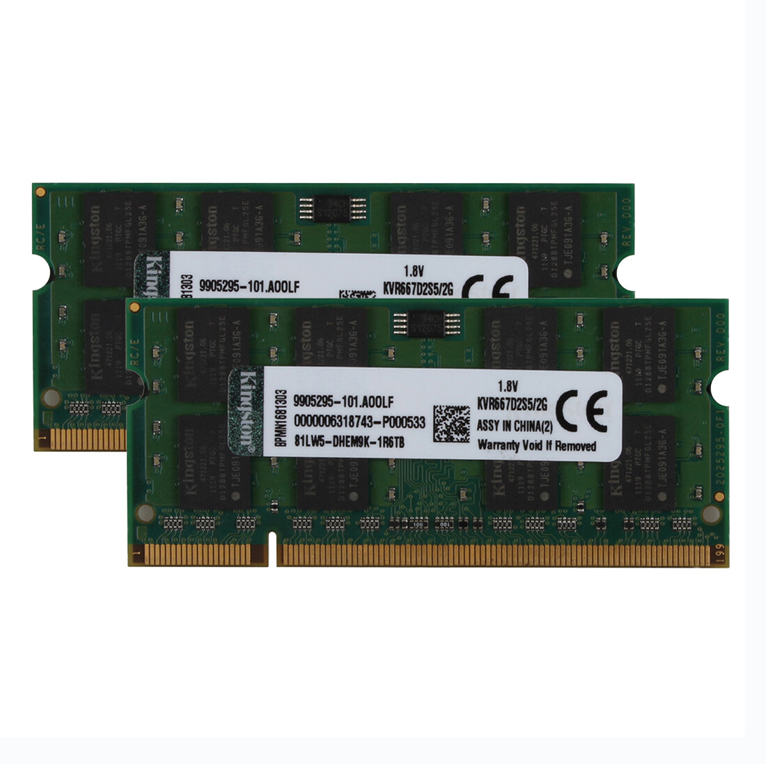 2PCS 2GB Kingston PC2 5300S 2RX8 DDR2 667MHz Laptop Memory RAM SO-DIMM Notebook