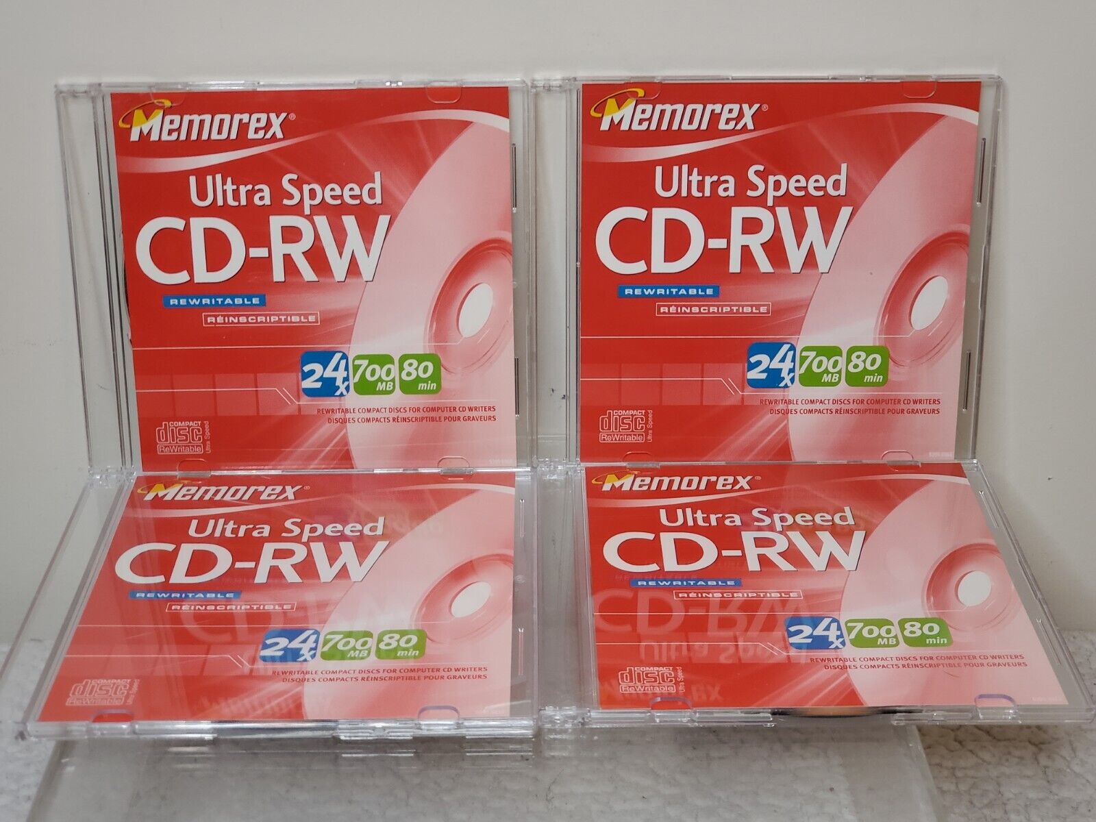 Lot of 4 - Memorex Ultra Speed CD-RW  24x 700MB 80 mins