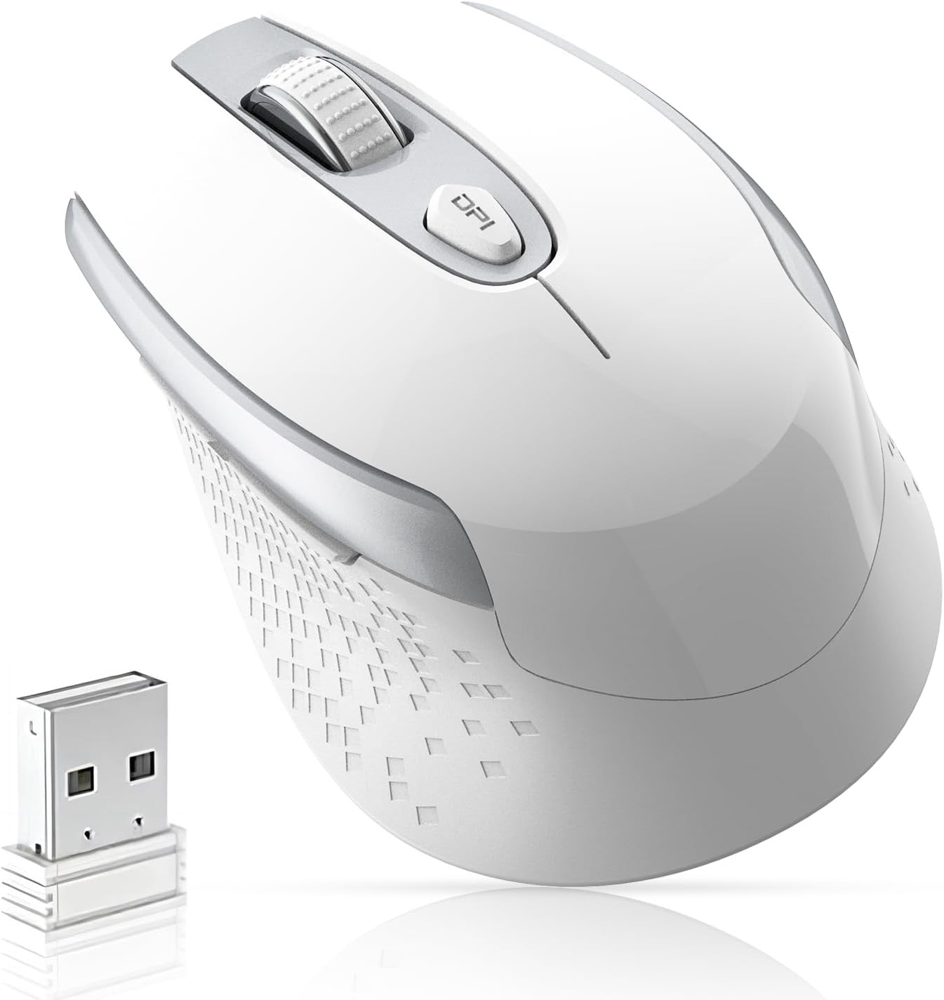 cimetech Wireless Computer Mouse, 2.4G Ergonomic Optical Mouse, 6 Buttons, Silen