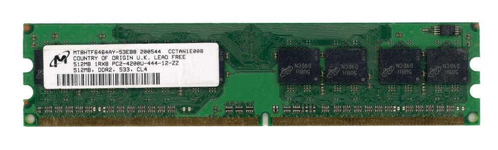 MEMORY 512MB DDR2 PC2-4200U 533MHz MT8HTF6464AY-53EB8 Non-ECC