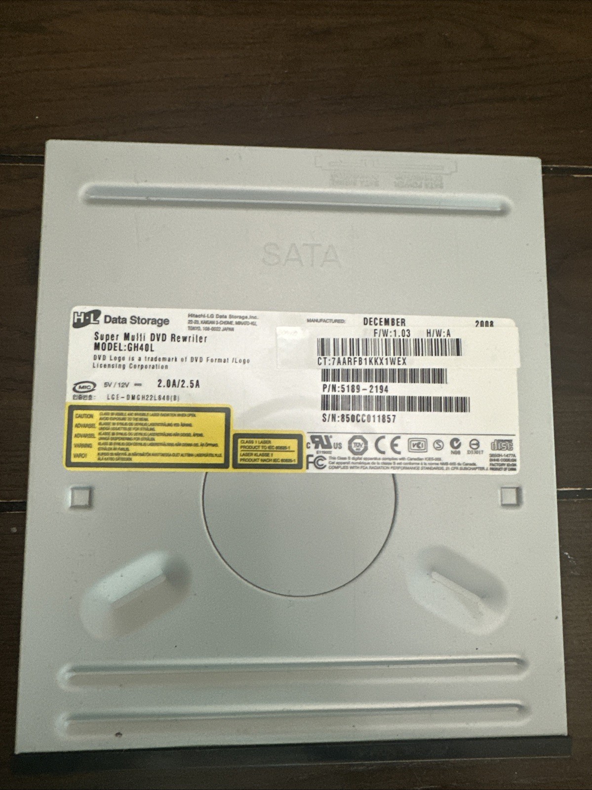 Hitachi-LG - HL GH40L DVD RW Super Multi DVD Rewriter Drive w/LightScribe TESTED