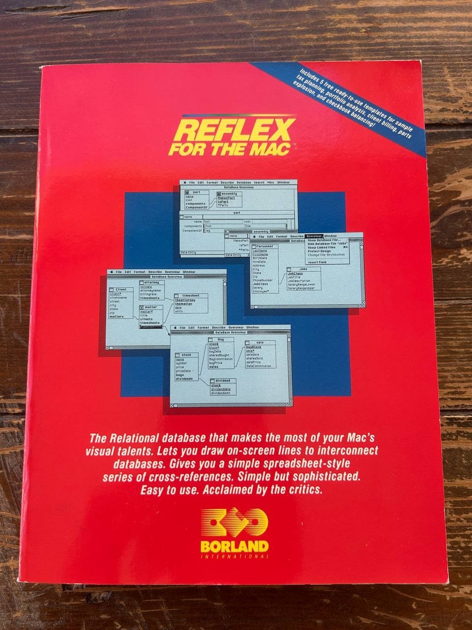 Borland Reflex for the Mac Version 1.0 User Manual Vintage 1986