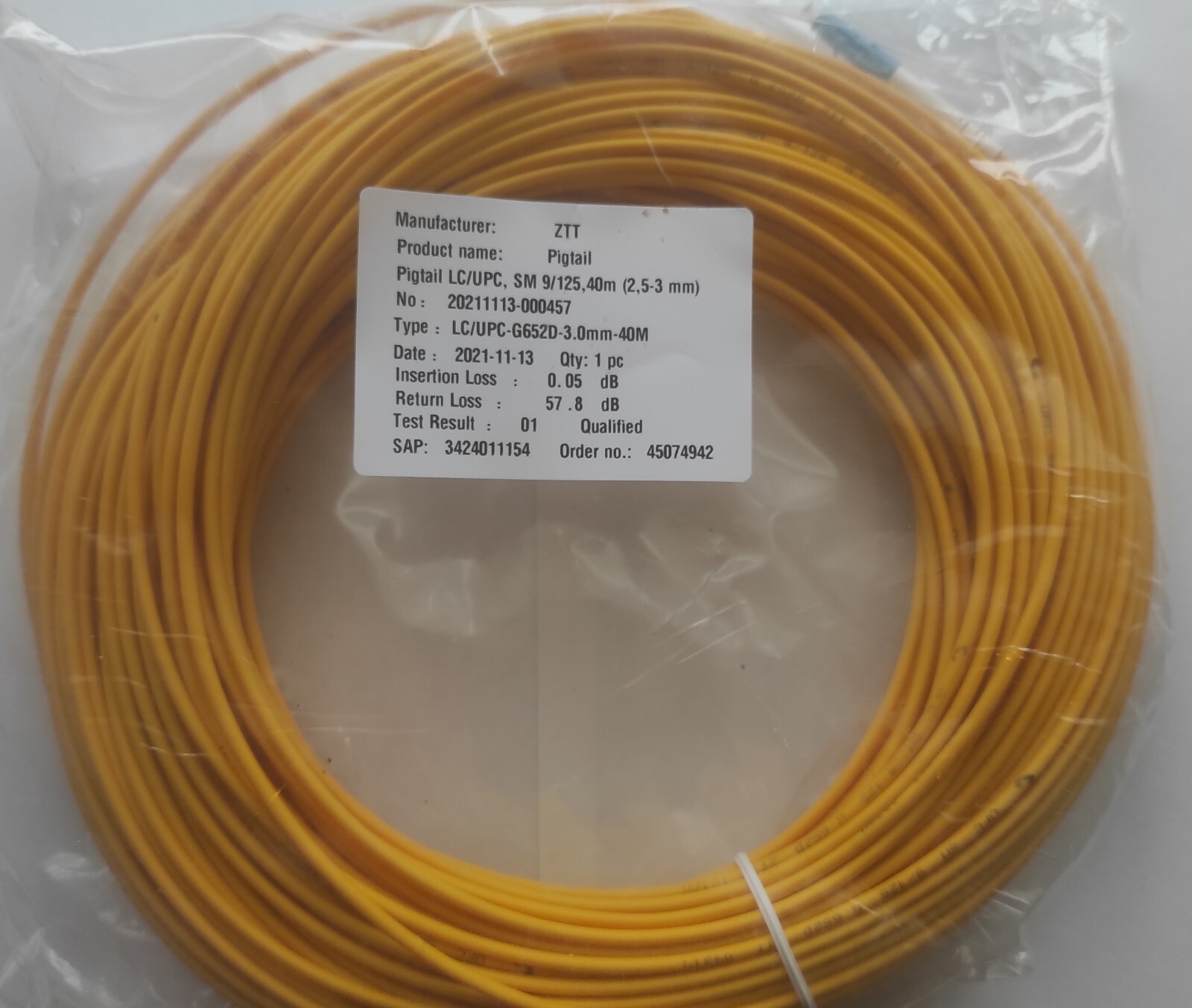 Fiber optic cable Pigtail LC/UPC-SM-2,5-3mm 20 m 30 m 40 m 50 m