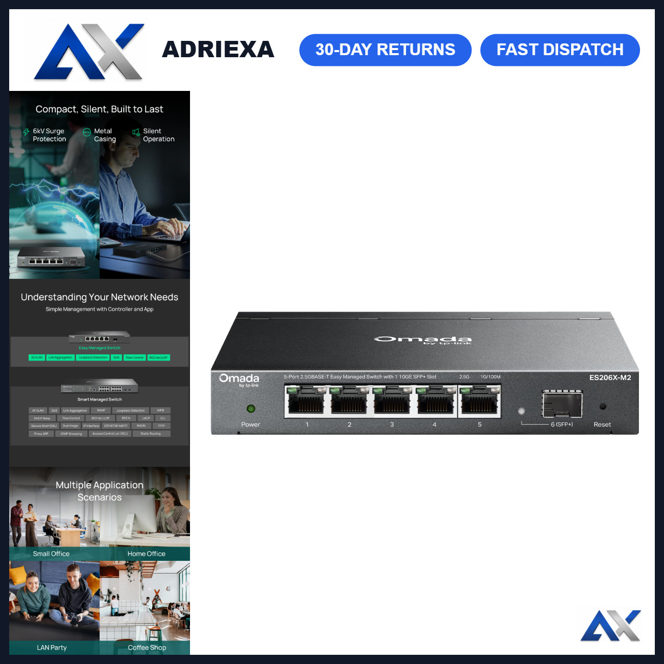 5-Port 2.5G Easy Managed Network Switch, High-Speed Ethernet Hub, Plug & Play