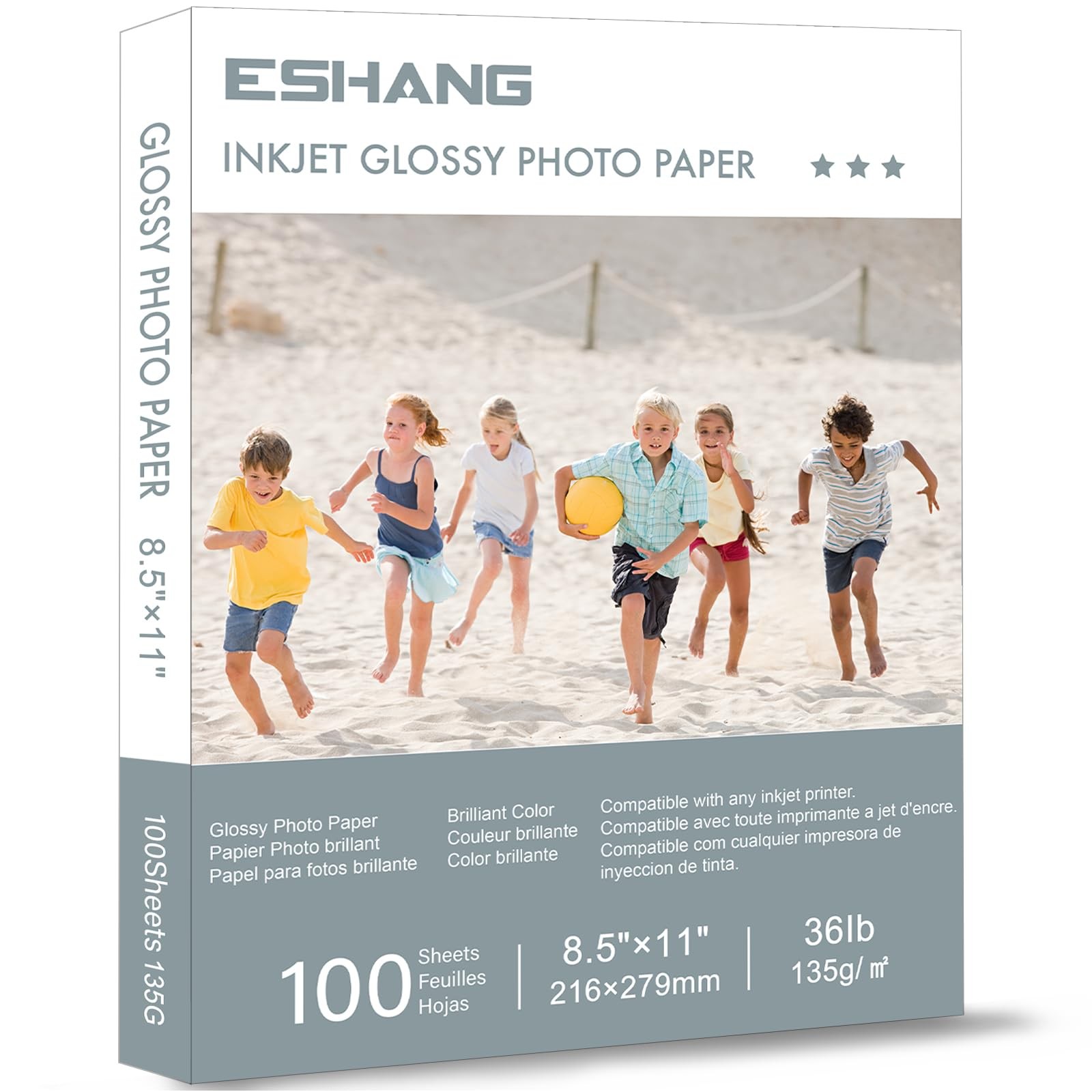 100 PCS 8.5x11 Inch Thin Glossy Inkjet Printer Paper 36Lb DIY Chip Bag Flyer
