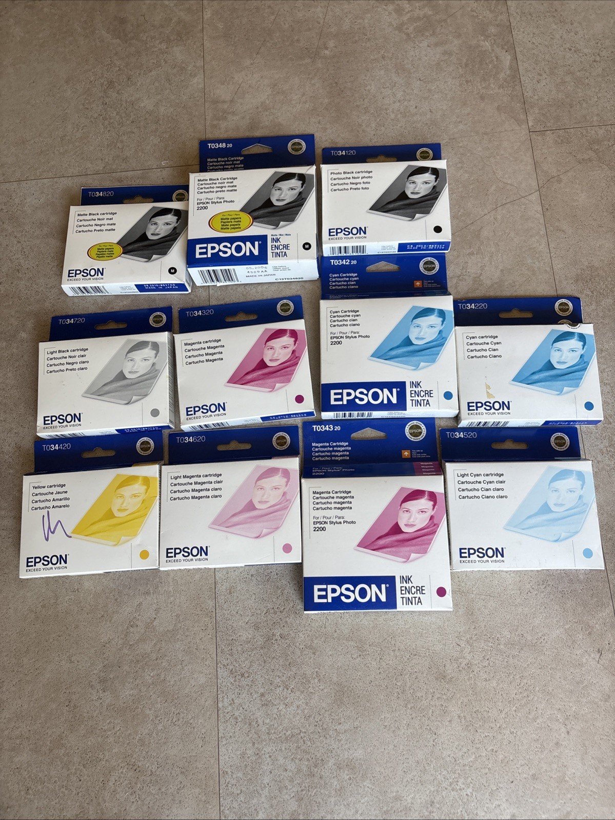 Epson TO34 Lot 11 Light Black Black Yello Magenta Cyan Light Cyan Light Magenta