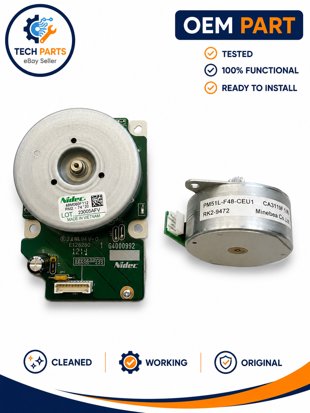 Genuine HP Color LaserJet Pro M283fdw Main DC Motor & Step Motor Pair RM2-7407