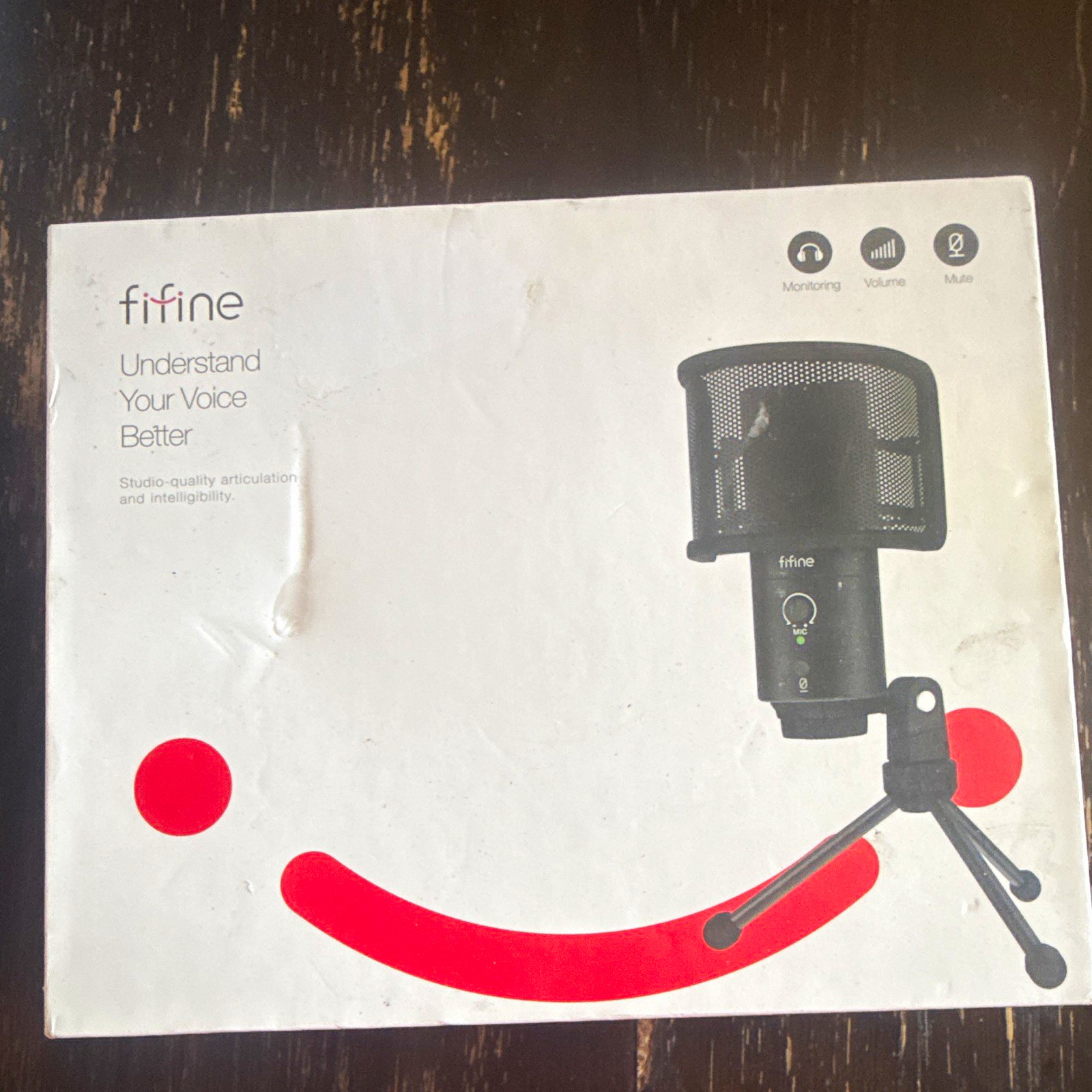 FIFINE K683A USB Freestanding Microphone Black Headphone Monitoring Mute Control