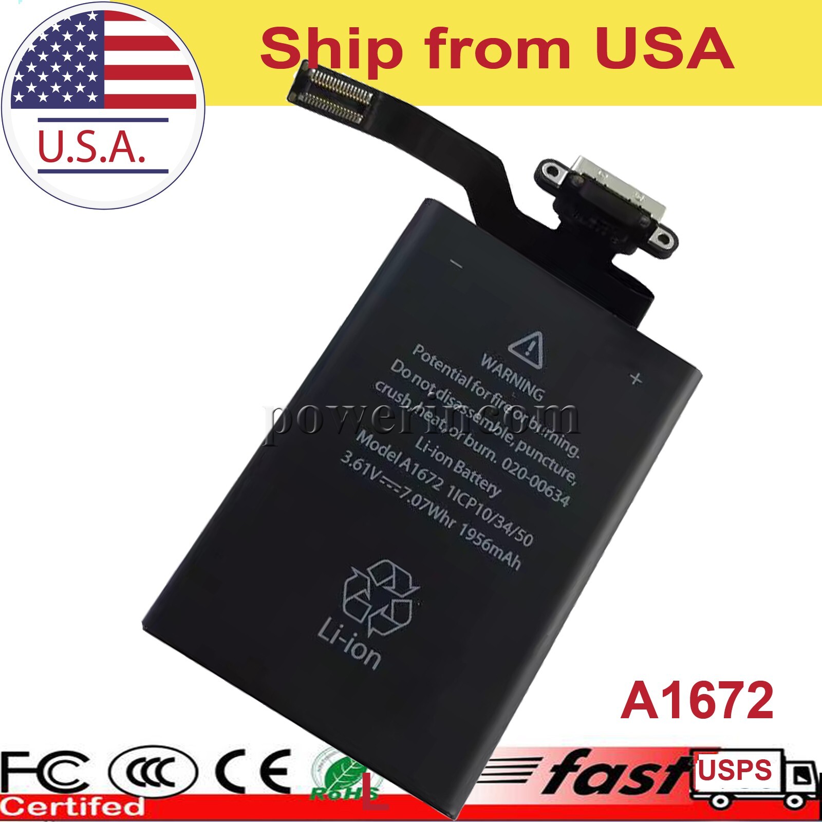 Battery for Apple 020-00633 020-00634 A1672 A1657 3.67V 1986mAh