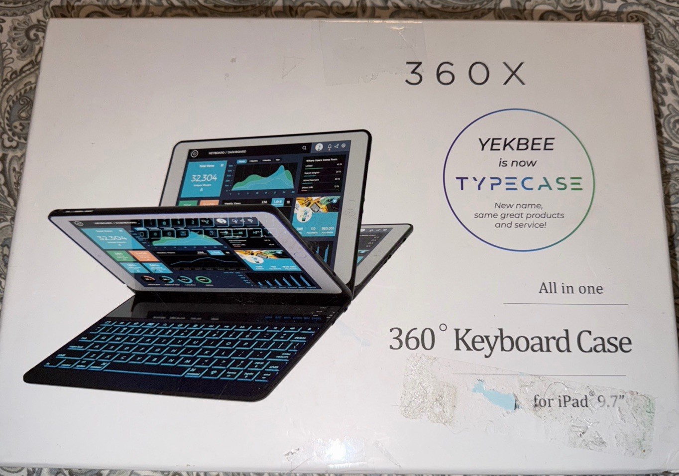 Typecase Yekbee 360X All In One Black Keyboard Purple Case (For iPad 9.7")