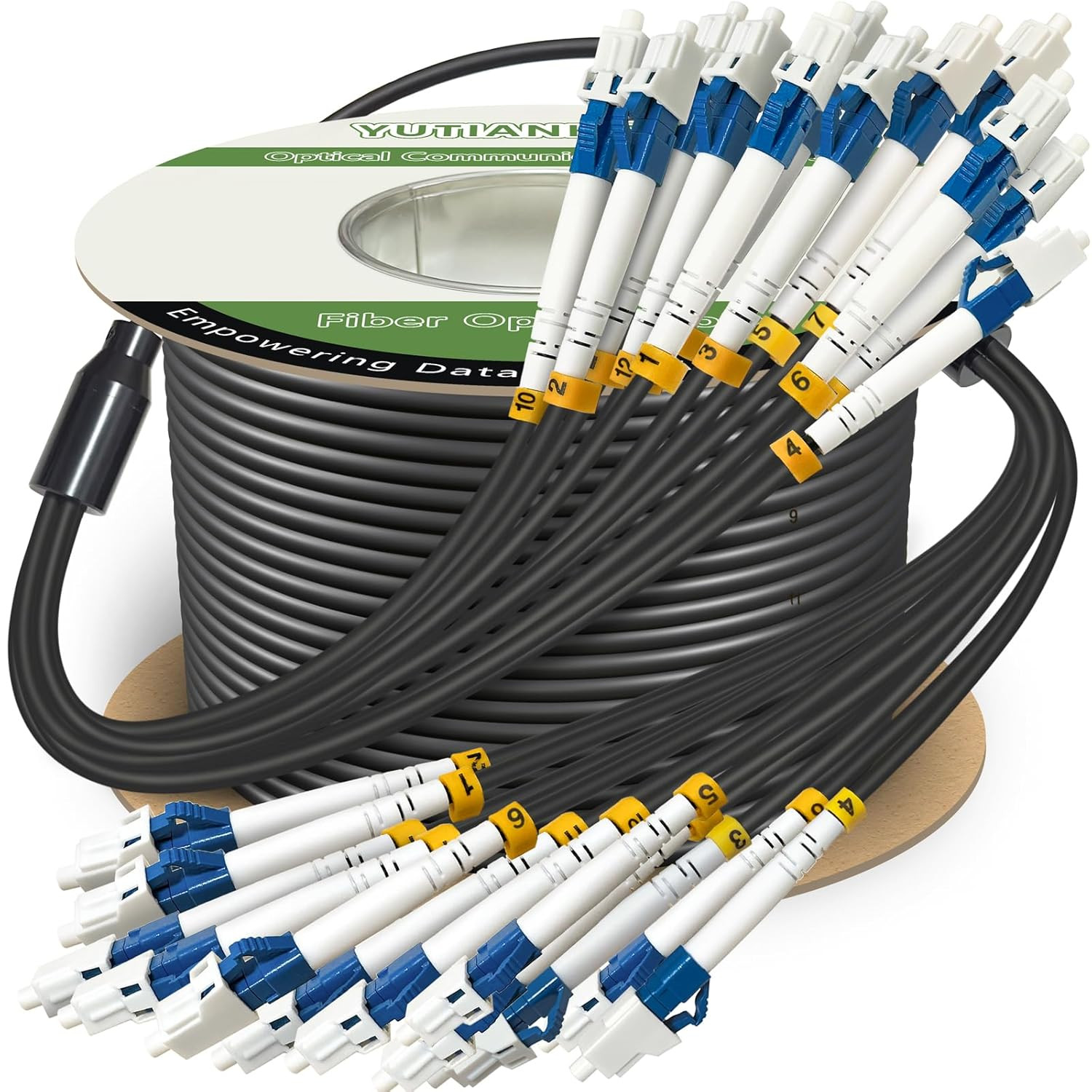 200 Meters 12 Core Industrial TPU LC to LC Outdoor Armored Fiber Optic Cable, 12