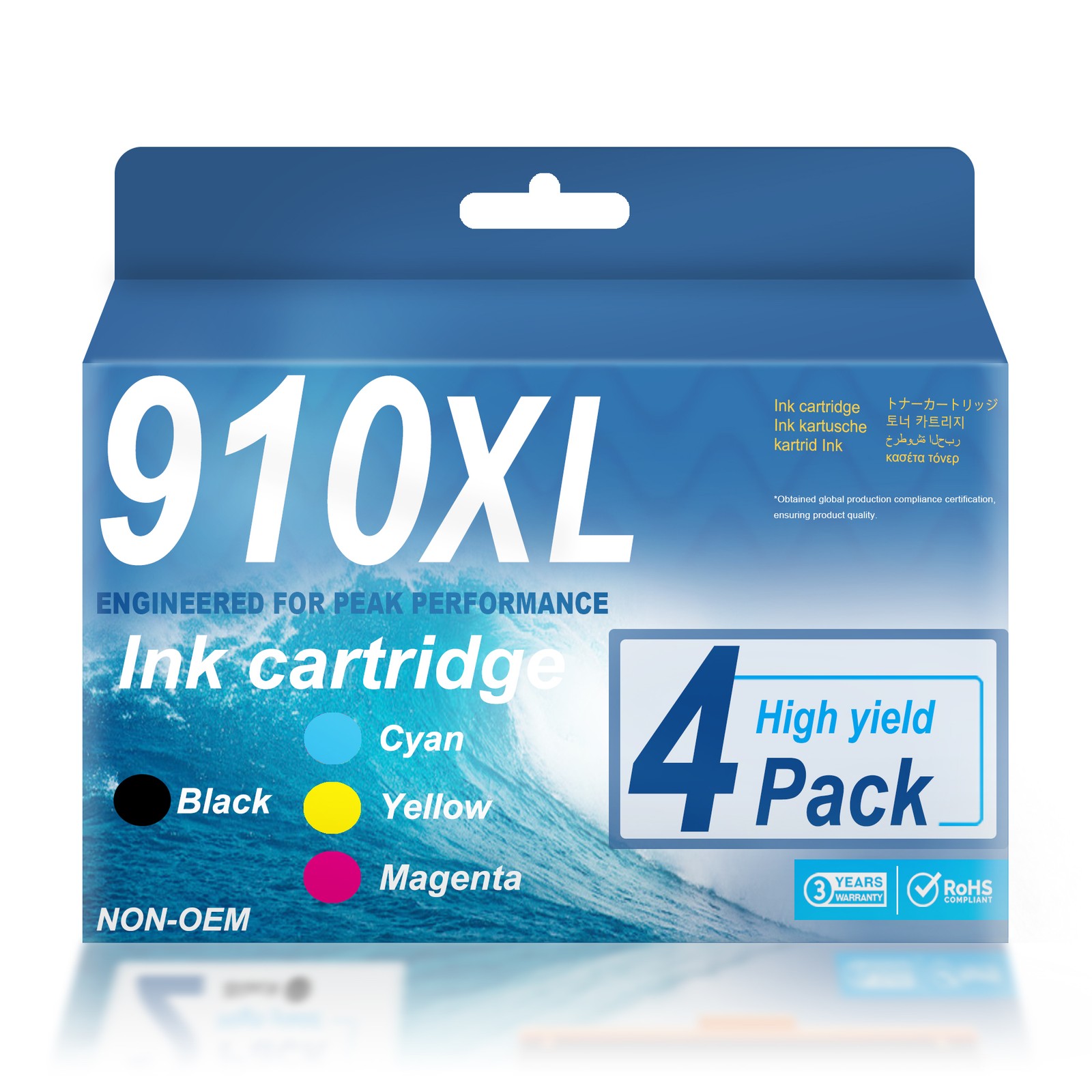 4PK 910XL Ink Combo W/Chip for HP OfficeJet Pro 8010 8020 8022 8025 8028 8030