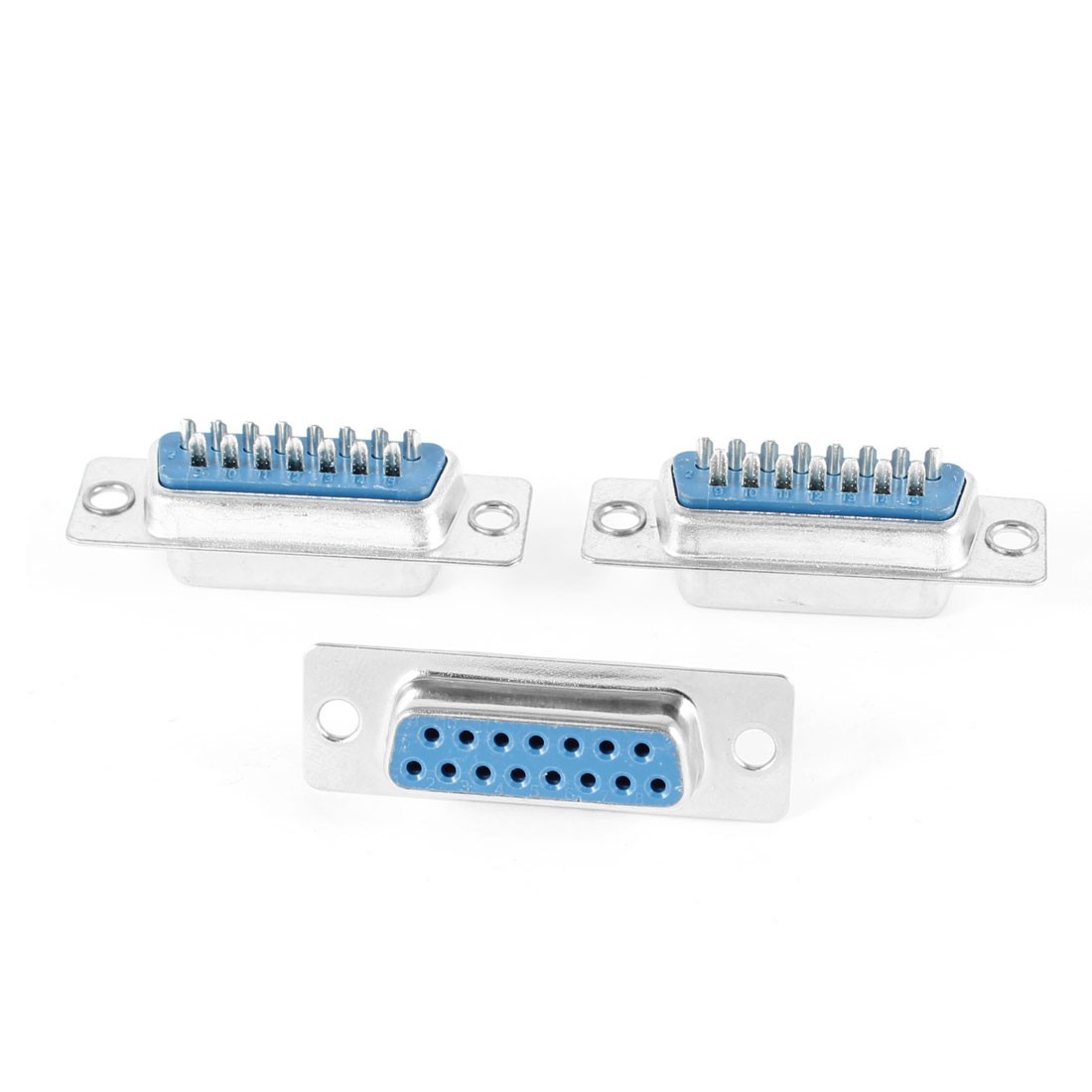 DB15 15 Pin Straight Female D-sub PCB Mounting Connector 3Pcs