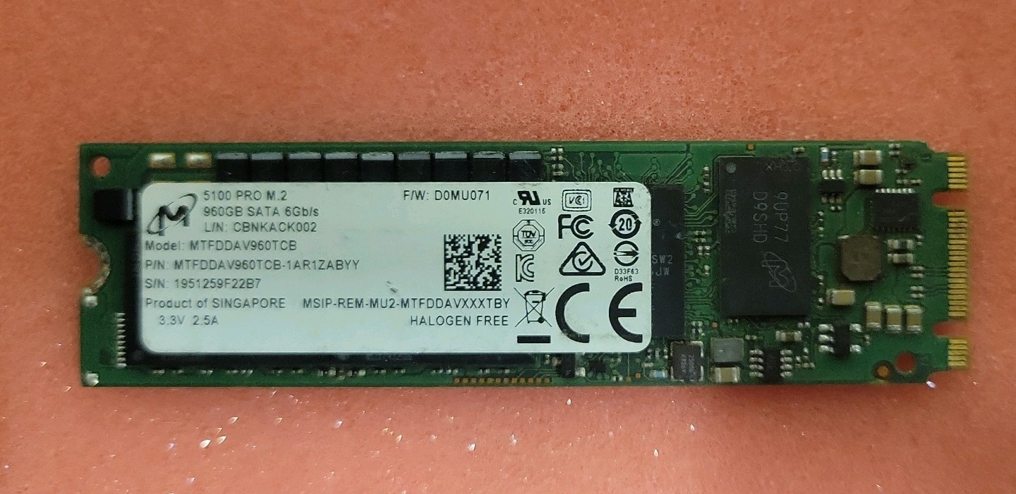 Micron 5100 960GB SATA 6Gb/s 2280 M.2 SSD  MTFDDAV960TBY