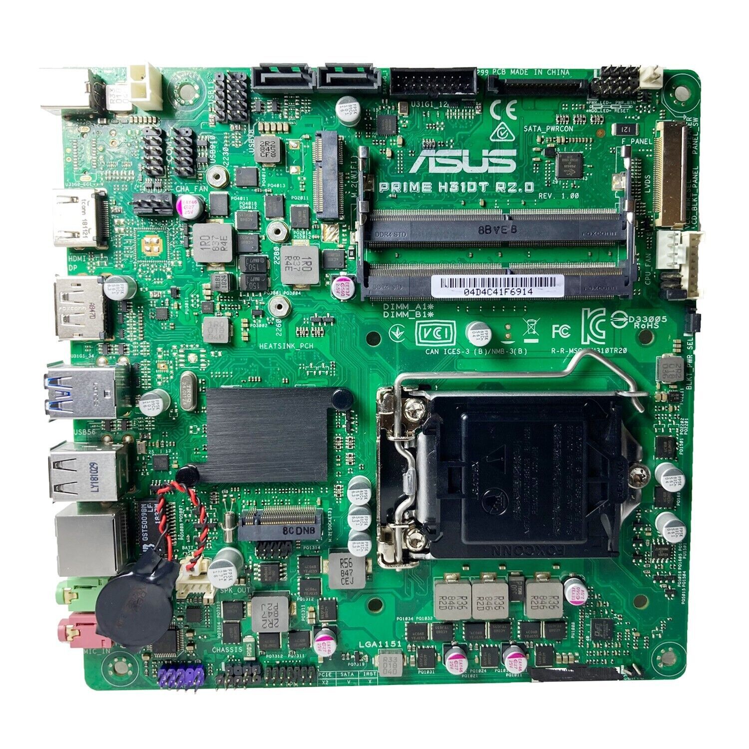ASUS PRIME H310T  R2.0 motherboard LGA1151 DDR4 32G HDMI+DP M-ITX Tested ok