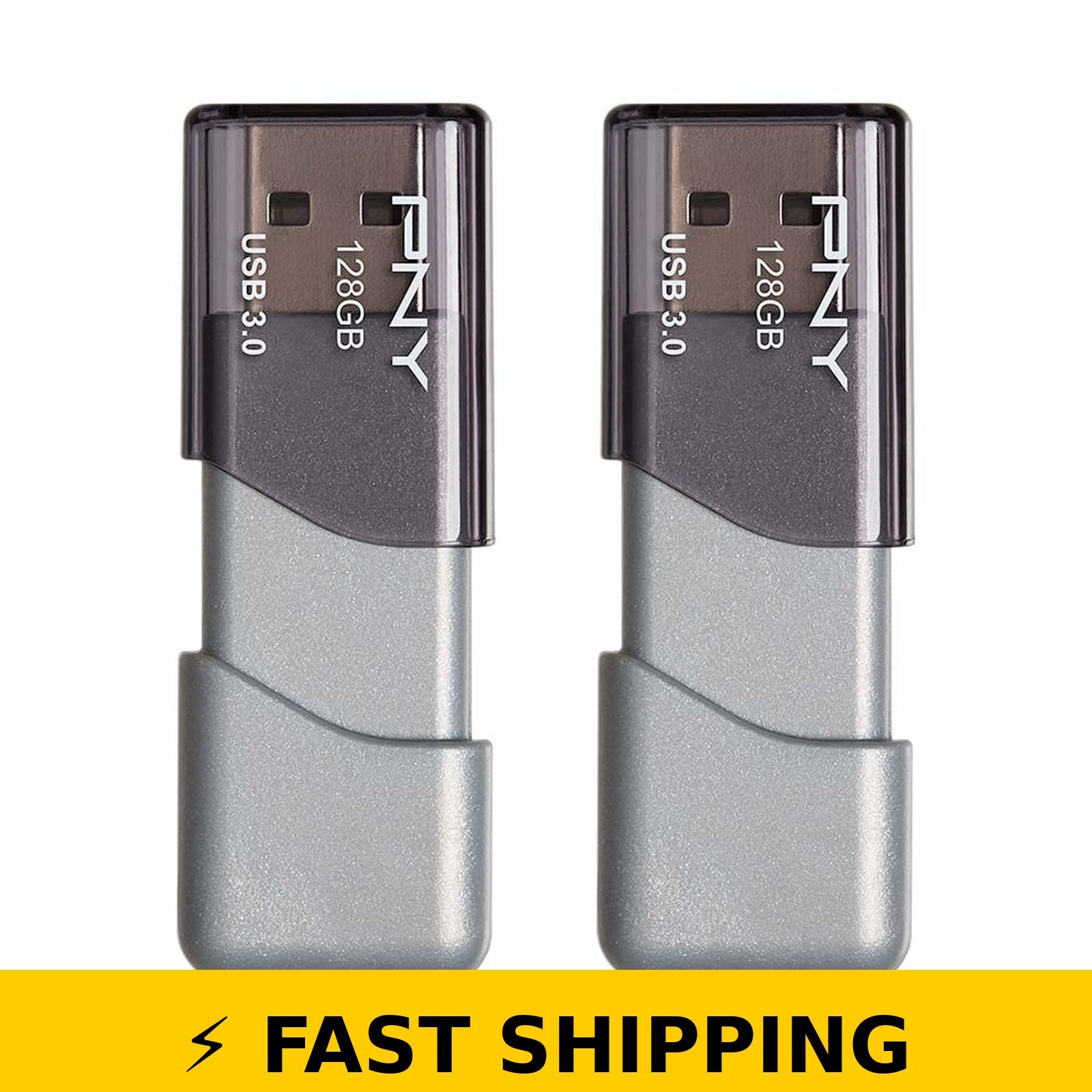 PNY 128GB Turbo Attaché 3 USB 3.0 Flash Drive - Silver (2 Pack)