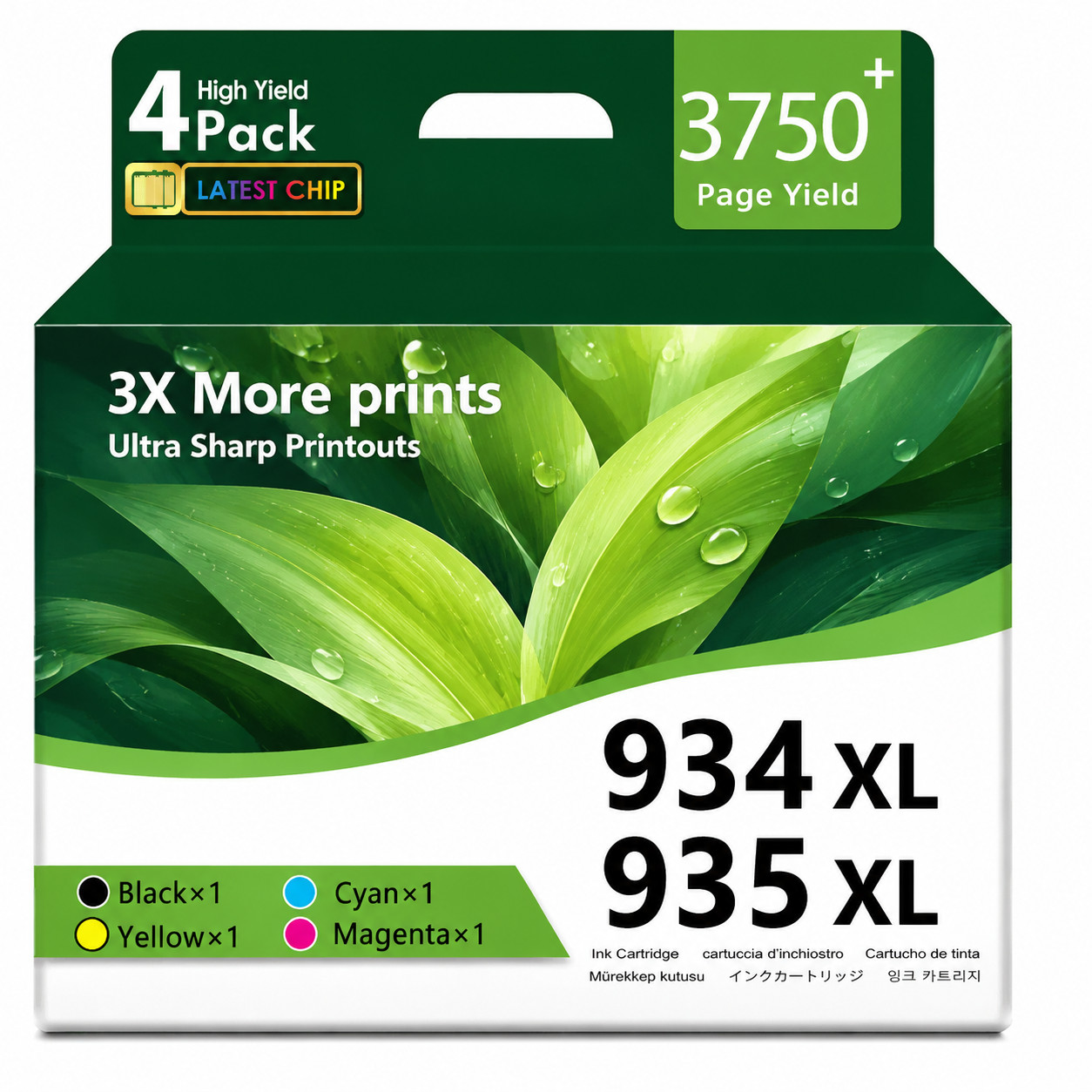 934XL Black 935XL Ink Cartridge (4-Pack) for HP Officejet Pro 6230 6830 6835