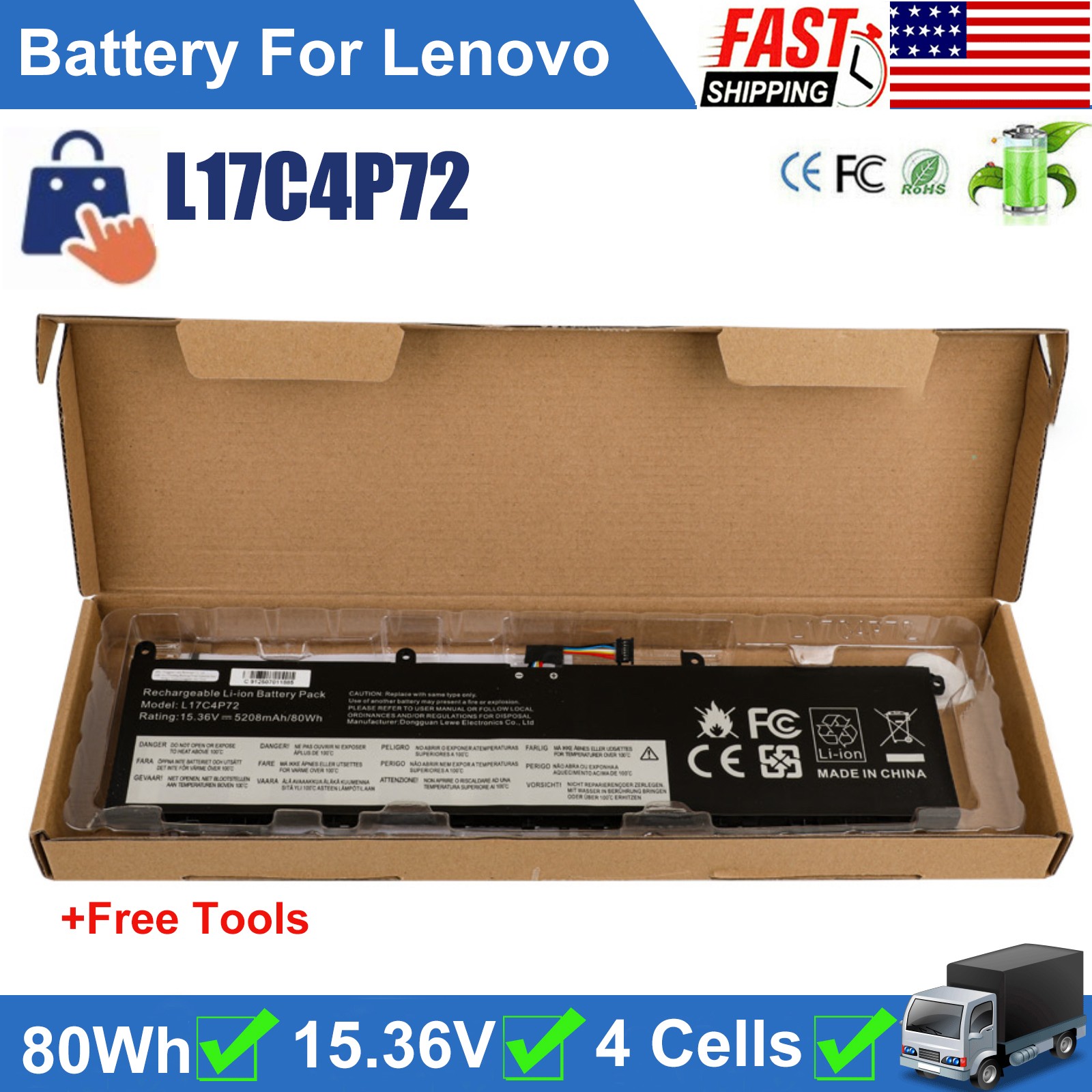 ✅01AY969 Battery For Lenovo ThinkPad X1 EXTREME GEN 2  L17C4P72 L18M4P71 01YU911
