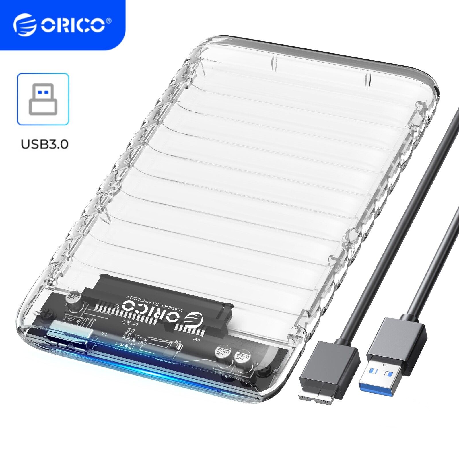 ORICO 2.5\'\' External Hard Drive Enclosure USB3.0 to SATAIII Clear Hard Disk Case