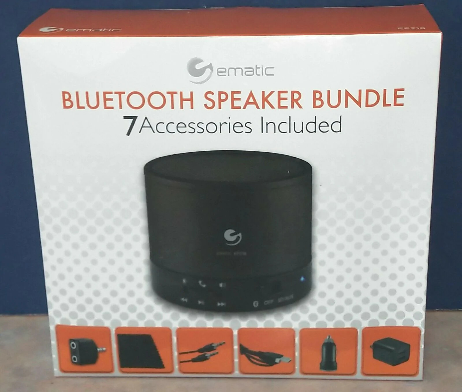 Ematic Bluetooth Speaker Bundle Micro USB Cable Car Charger Audio Splitter New