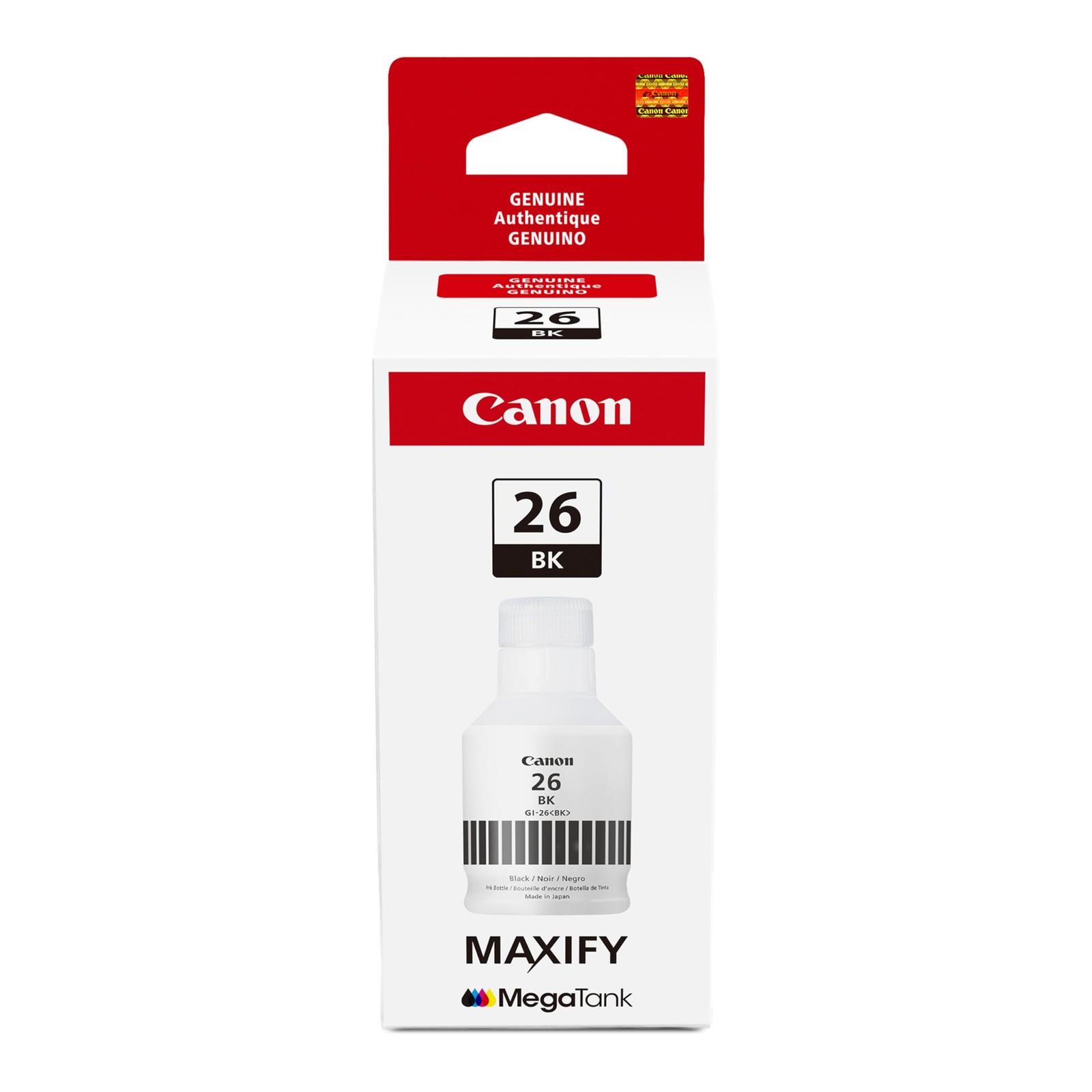 Canon GI-26 Genuine Pigment Black Ink Bottle, Compatible with MegaTank GX7120, G