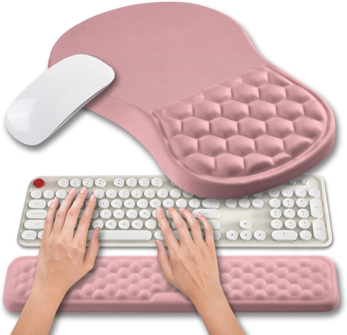 2 in 1 Ergonomic Mouse Pad Wrist Support & Wrist Rest for Computer Keyboard Set,