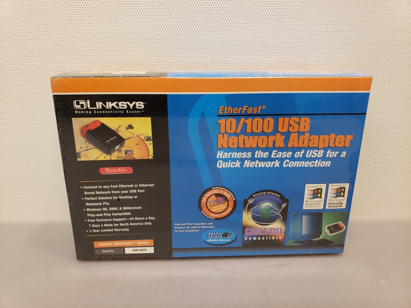 Linksys 10/100 Compact USB Network Adapter USB 1.0 USB100M Factory Sealed Box