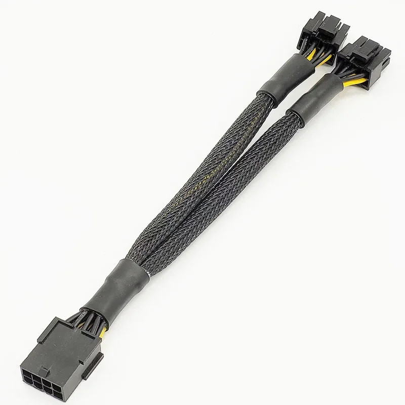 20Cm Braided Y-Splitter GPU Adapter Cable Pcie 8 Pin Female to Dual 2X8 Pin(6+2)
