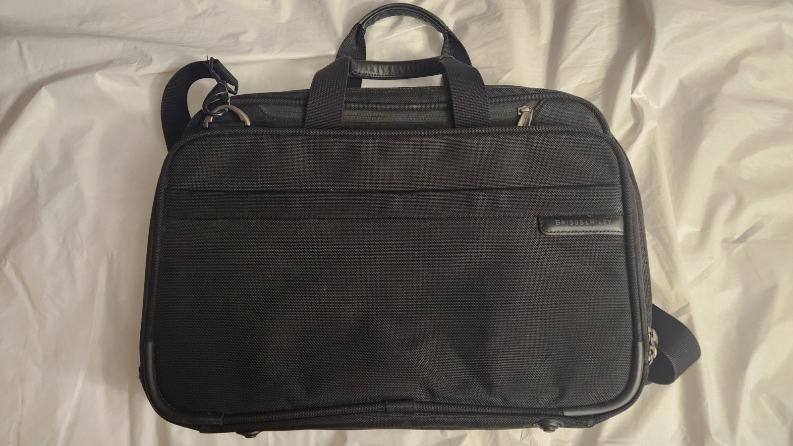 Briggs & Riley Black Nylon Laptop Briefcase, Padded, Partitions, 15 in