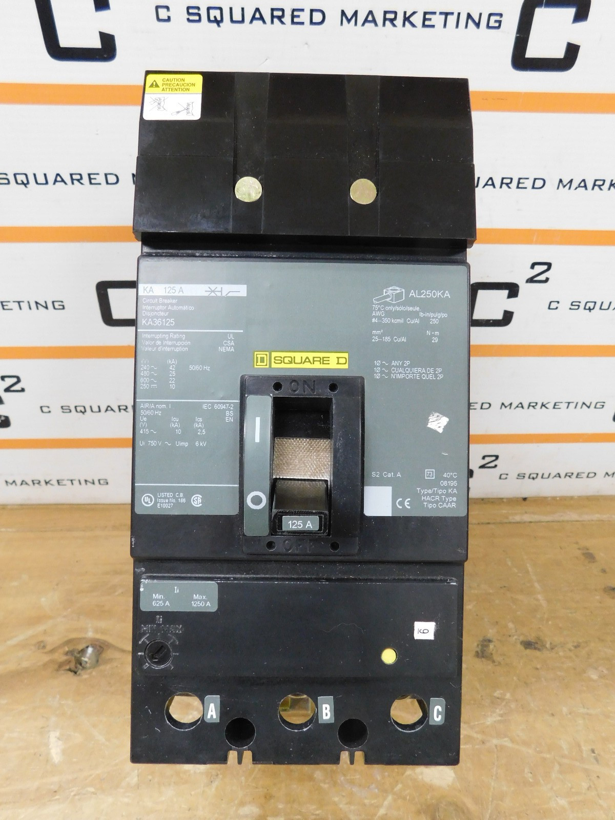 Square D KA36125 125 AMP Type KA  I-Line Circuit Breaker used CSQ