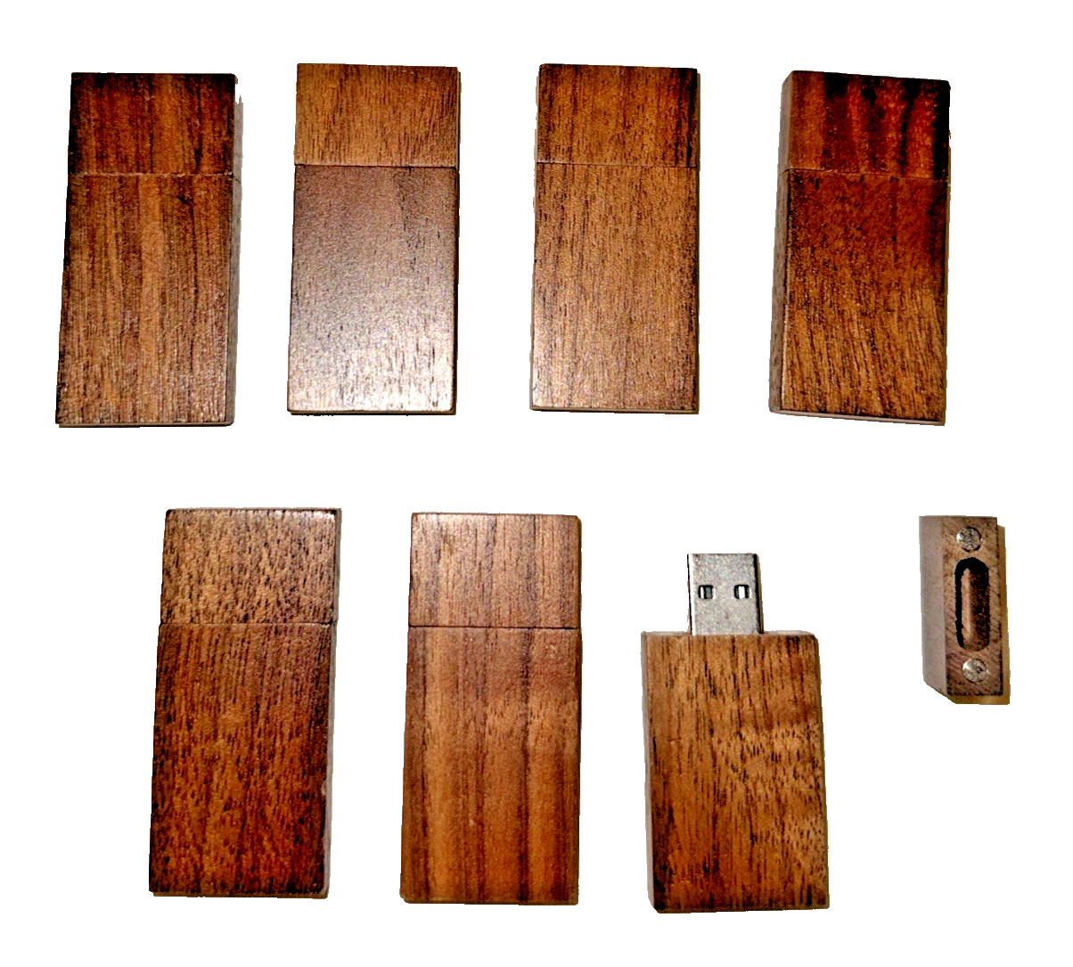 7x Lot Walnut 120MB USB 2.0 Flash Drives w/ Magnetic Caps