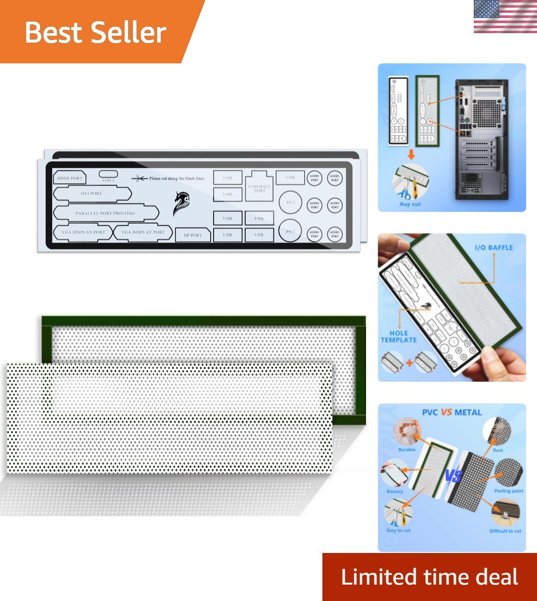 I/O Shield Plate Blank Backplate PVC with Adhesive, IO Shield Plate Blank Uni...