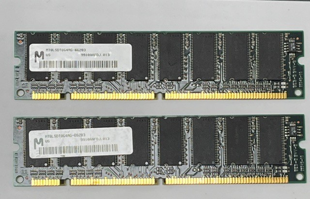 64MB 2x32MB PC66 Micron RAM Memory Kit PC66 3.3V MT16LSDT464AG-662C1 4Mx64 SDRAM