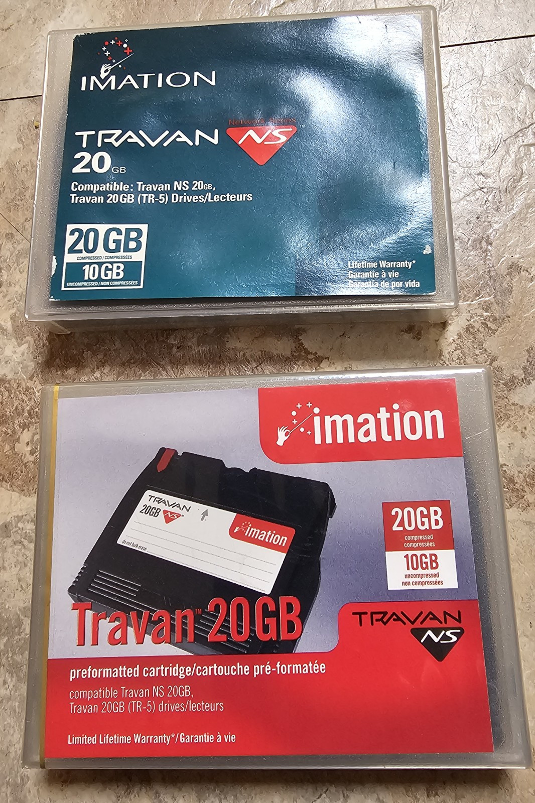 2x Imation Travan 20GB tape