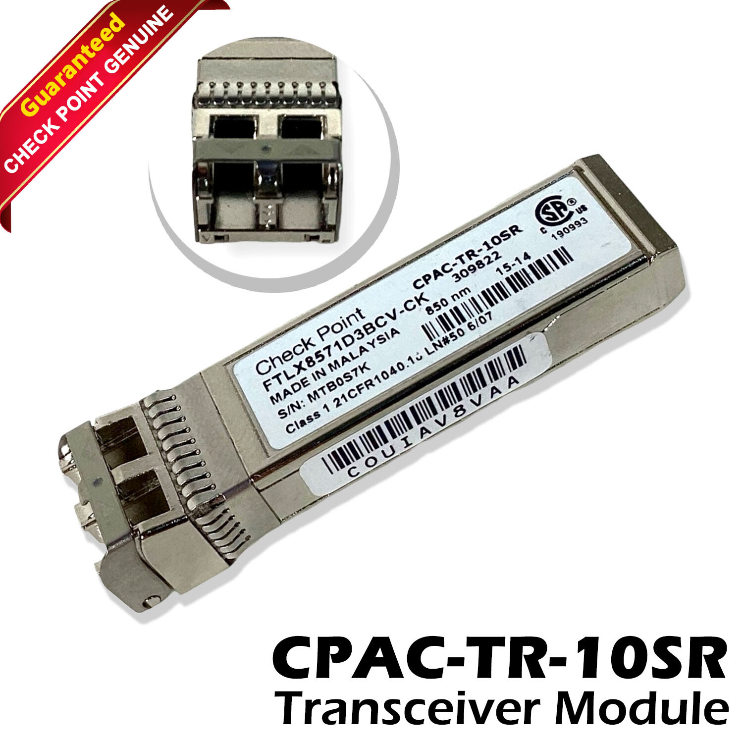 Check Point CPAC-TR-10SR Compatible 10GBASE-SR SFP+ Transceiver FTLX8571D3BCV-CK