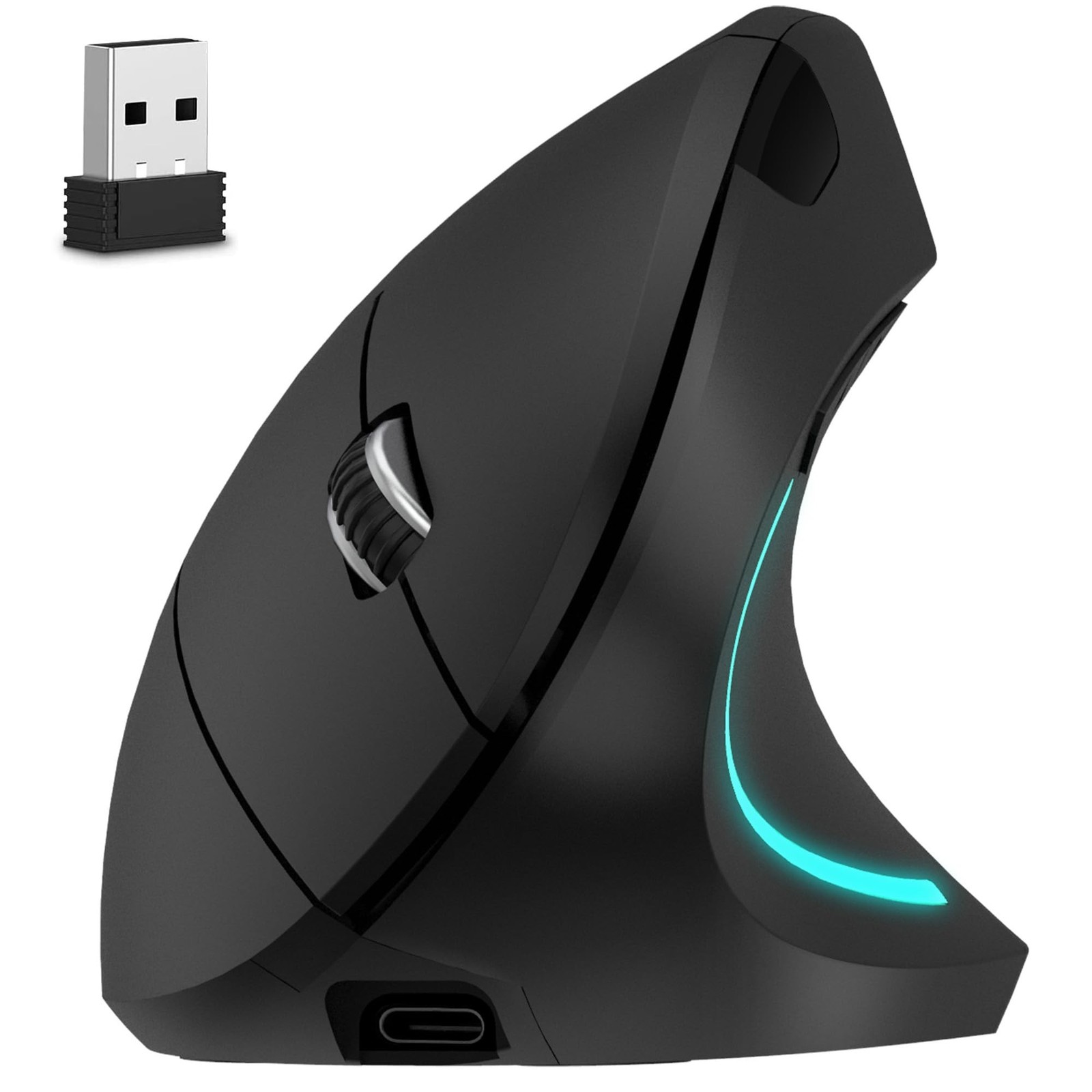 Delton Ergonomic Vertical Rechargeable Wireless Mouse with Auto Pair USB Dong...