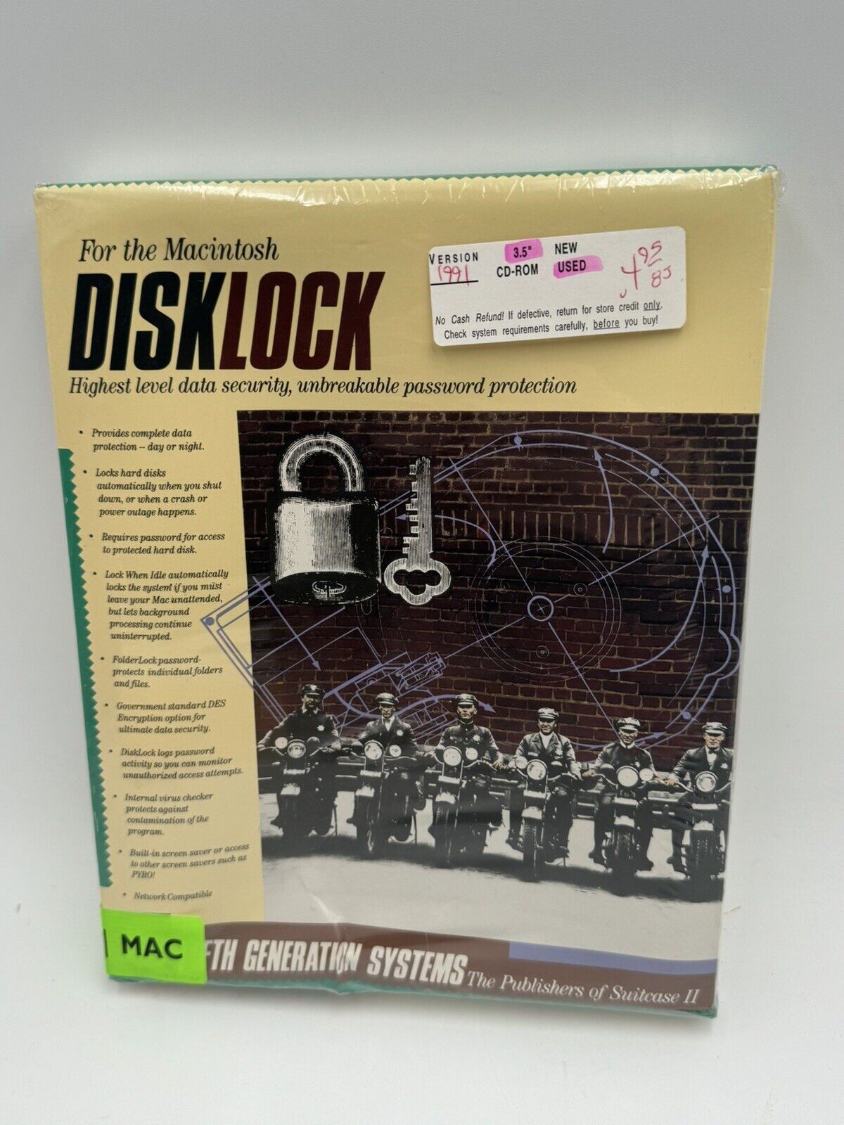 Vintage Disklock Password Protection Software Macintosh 1991