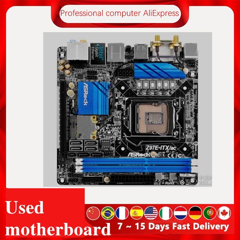 ASRock Z97E-ITX/ac Desktop Motherboard Z97 LGA 1150 CPU SATA3 USB3.0 Original