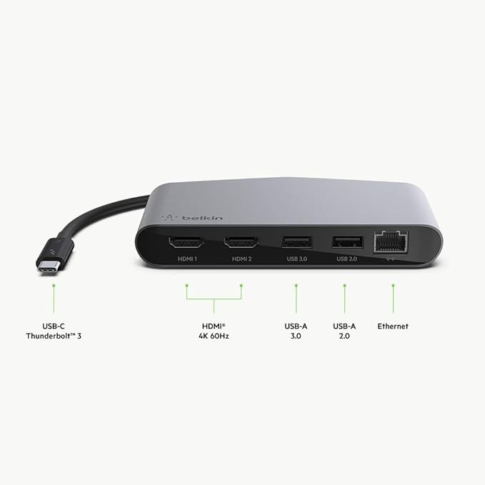 Belkin Thunderbolt 3 Dock Mini HD With Cable - Usb C Hub - Usb C Docking -
