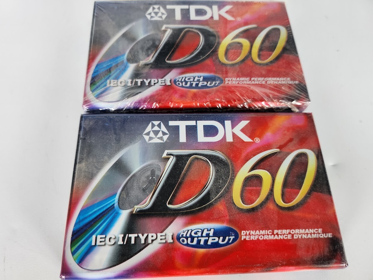 NEW Lot of 2 TDK D60 high output 60db audio cassette tape IEC1 TYPEI