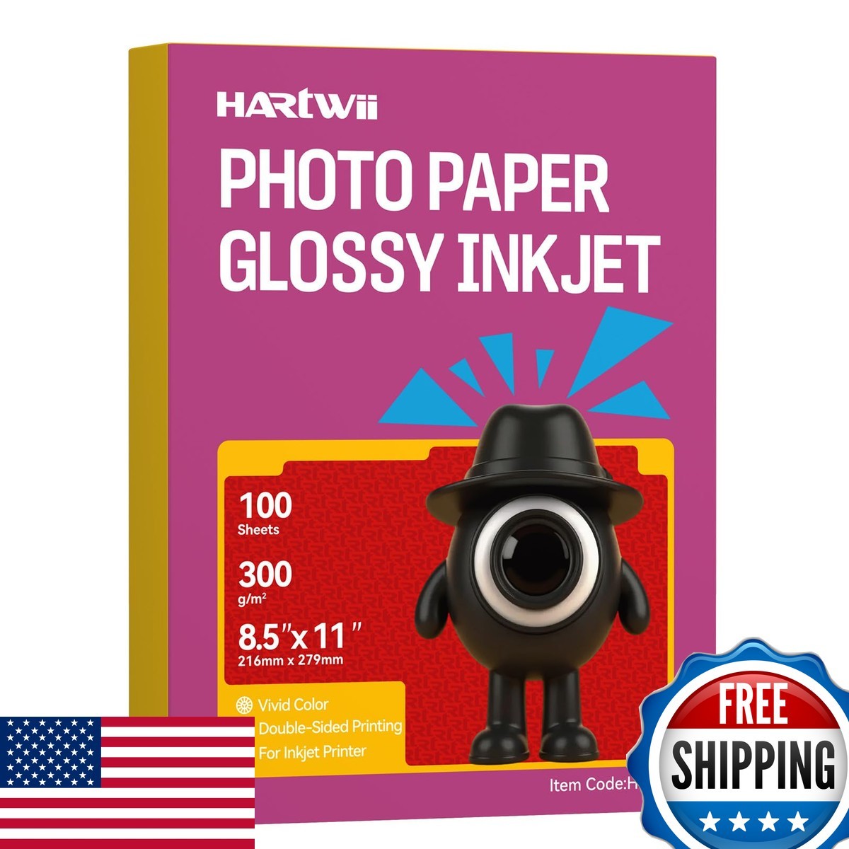 HARTWII 100 Sheets 300Gsm Double-Sided Glossy Photo Paper Cardstock 8.5x11 80lbs