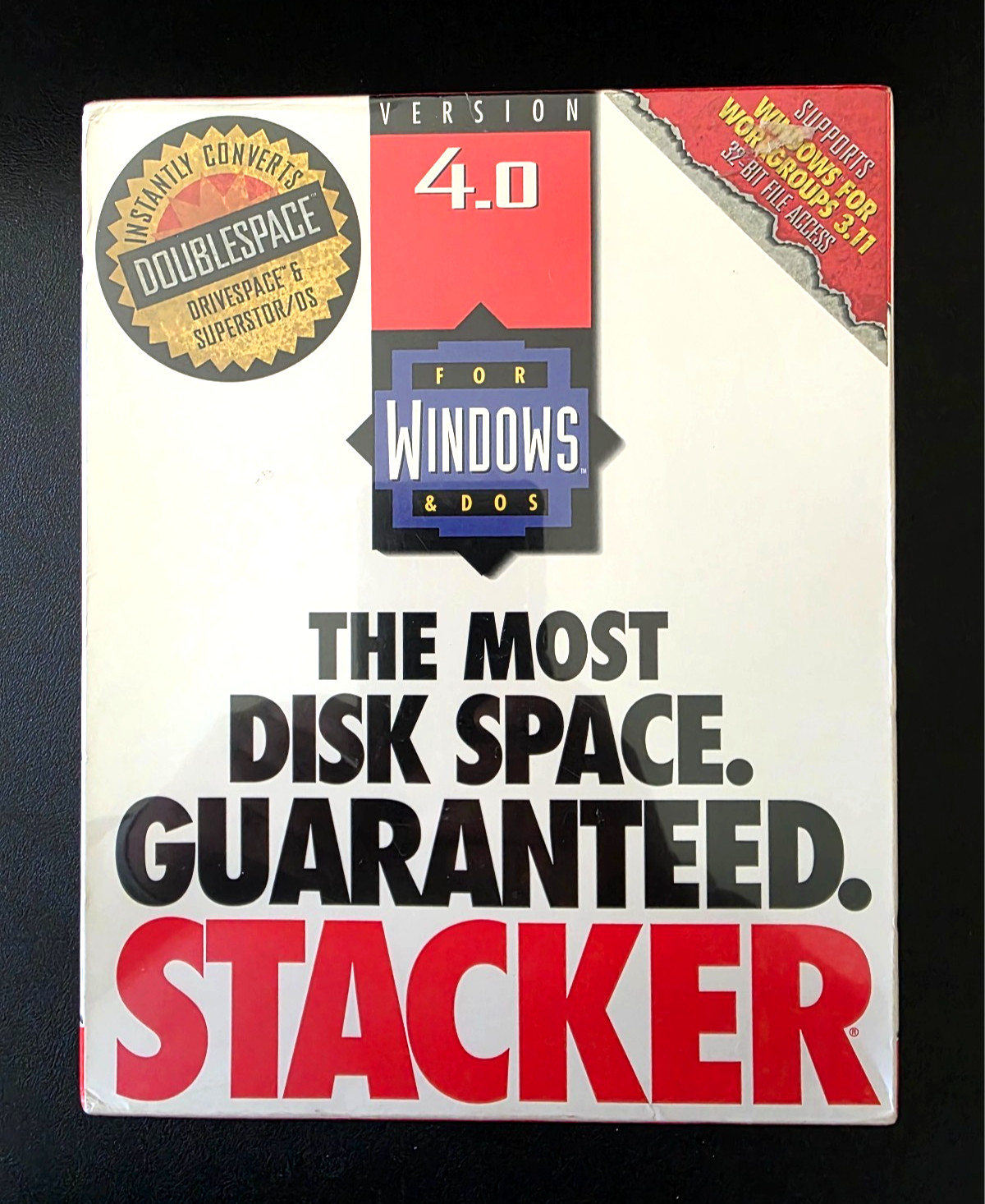 Stacker 4.0 For Windows & DOS (PC, 1994) 3.5" DISKS BIG BOX VINTAGE NEW & SEALED
